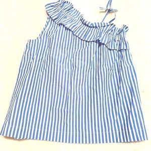 🌷Girls Crewcuts One Shoulder Top Blue and White sz 14 NWT